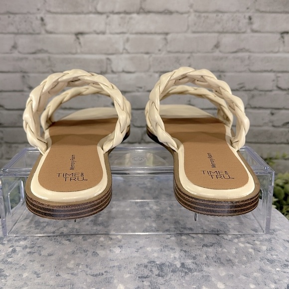 Time and Tru Ivory Braided Soft Vinyl 2-Band Sandal Slides Women’s 8.5W☀️NWOT - Picture 6 of 8